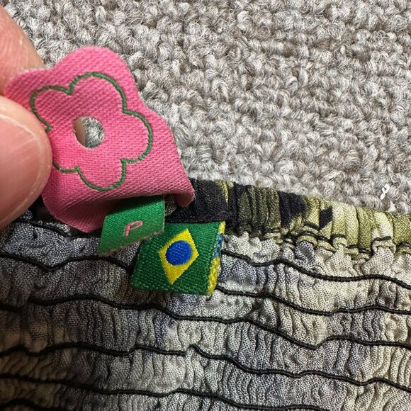 Farm Rio Butterfly Wing Green Print Cropped Vacation / Beach / Travel Top Size P - Picture 4 of 6